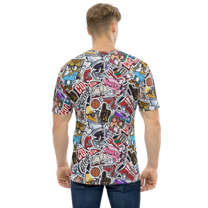 Street Art College Pattern Men's Crew Neck T-Shirt