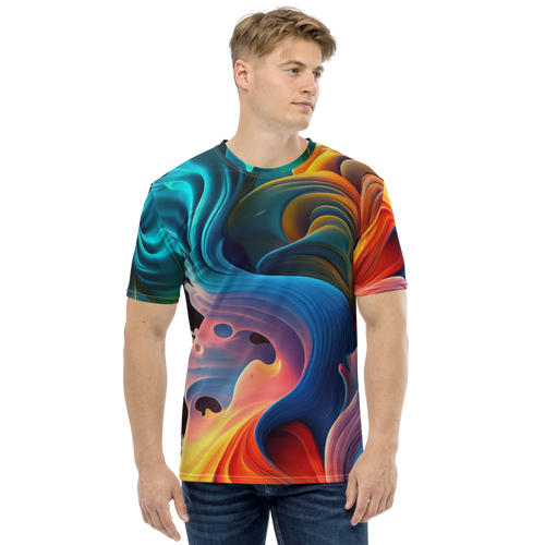 Colorful Swirl Background All-Over Print Men's Crew Neck T-Shirt