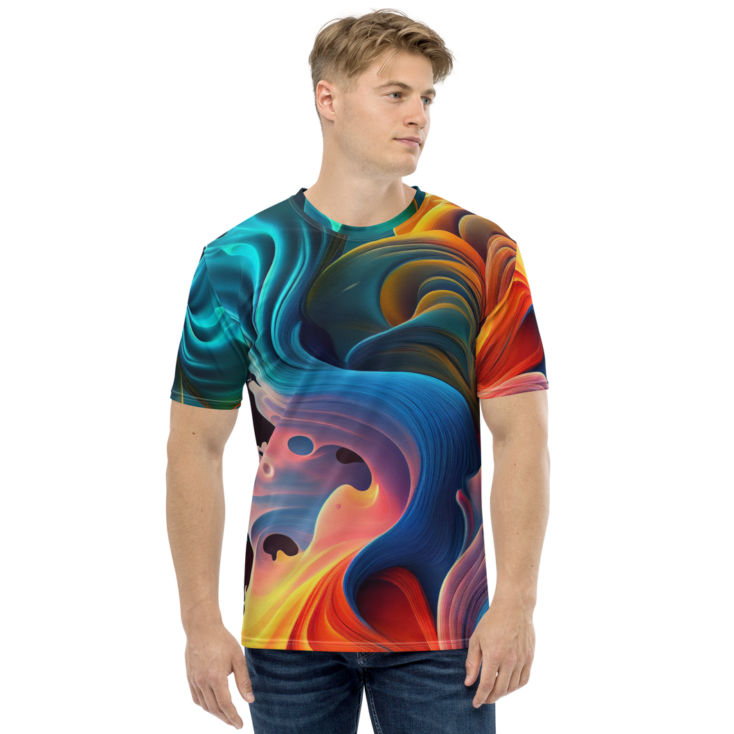 Colorful Swirl Background All-Over Print Men's Crew Neck T-Shirt