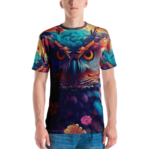 Colorful Owl Art All-Over Print Men's Crew Neck T-Shirt