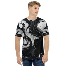 Black and White Fluid All-Over Print Men's Crew Neck T-Shirt