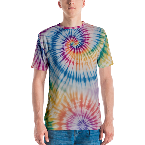 Tie Dye Colorful All-Over Print Men's Crew Neck T-Shirt