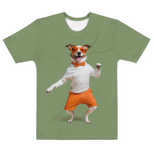 Funny Dancing Dog Green All-Over Print Men's T-Shirt