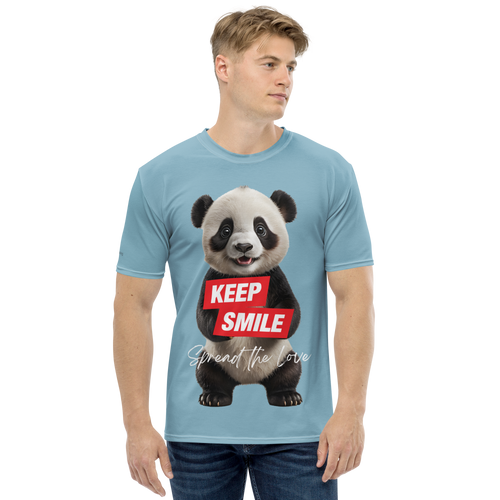 Keep Smile Blue Panda All-Over Print Men's T-Shirt