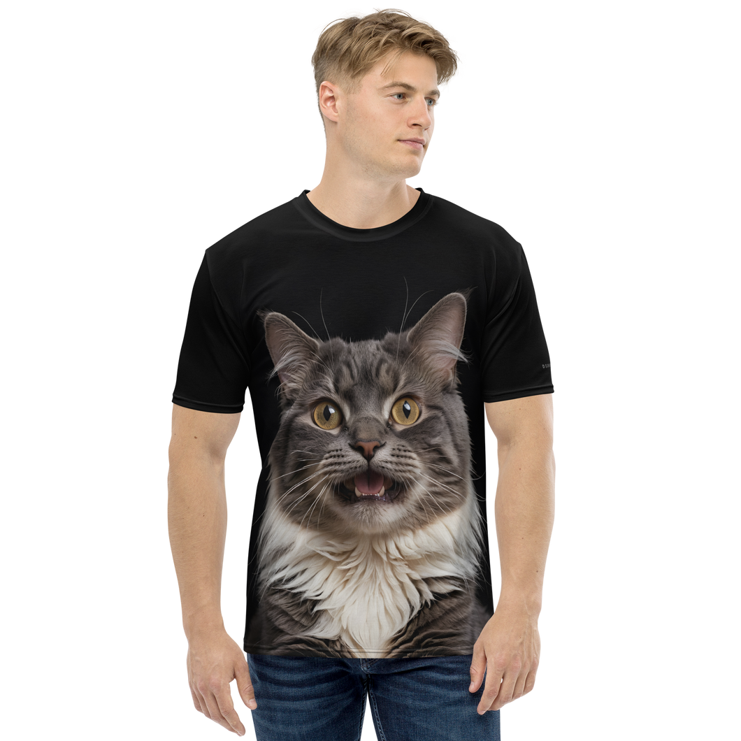 Shocked Cat Face All-Over Print Men's T-Shirt