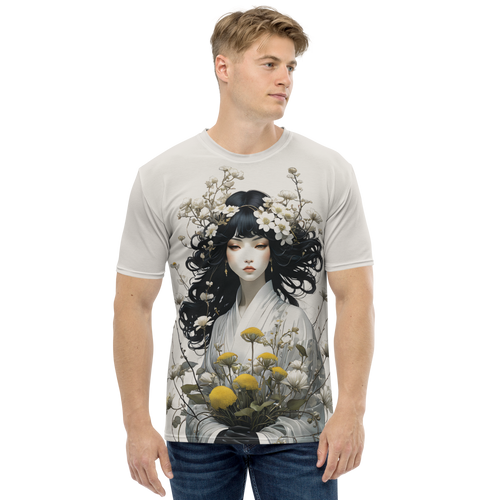 Oriental Lady with Yellow Flowers All-Over Print Men's T-Shirt