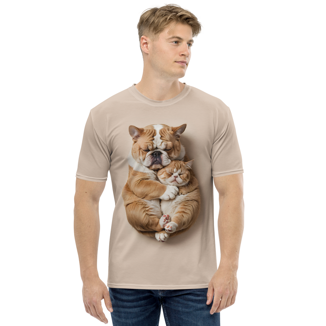 Cute Baby Cat and Dog Sleep All-Over Print Men's T-Shirt