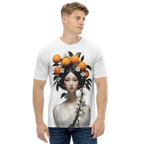 Beauty Lady with Orange Fruits All-Over Print Men's T-Shirt