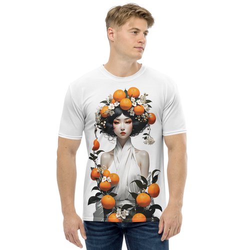 Oriental Lady with Orange Fruits All-Over Print Men's T-Shirt