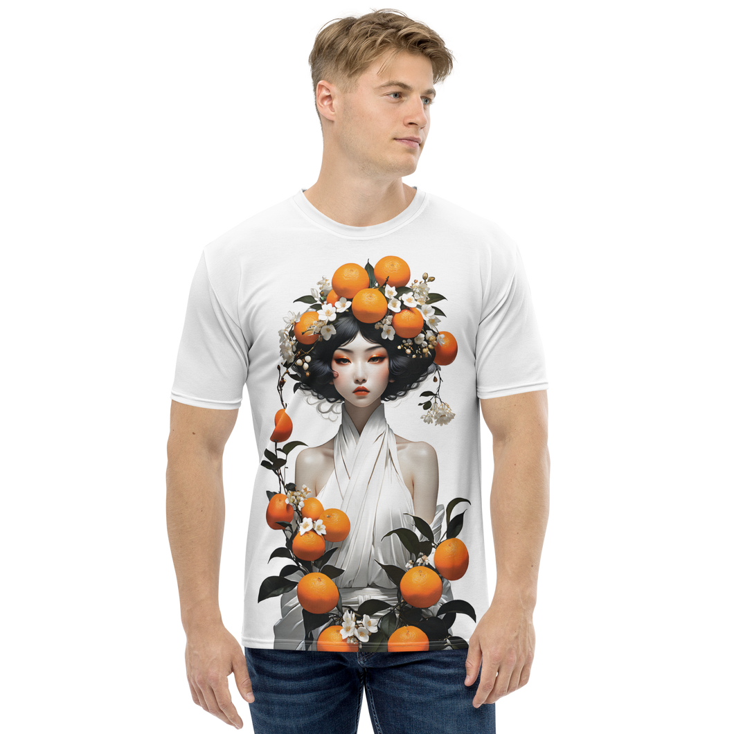 Oriental Lady with Orange Fruits All-Over Print Men's T-Shirt