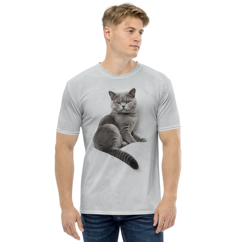 Relaxing British Shorthair Cat All-Over Print Men's T-Shirt