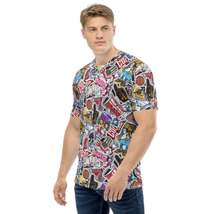 Street Art College Pattern Men's Crew Neck T-Shirt