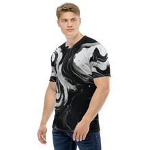 Black and White Fluid All-Over Print Men's Crew Neck T-Shirt