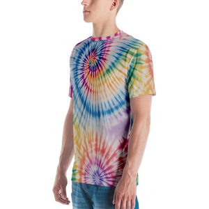 Tie Dye Colorful All-Over Print Men's Crew Neck T-Shirt