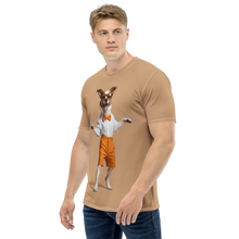 Happy Dancing Dog Beige All-Over Print Men's T-Shirt