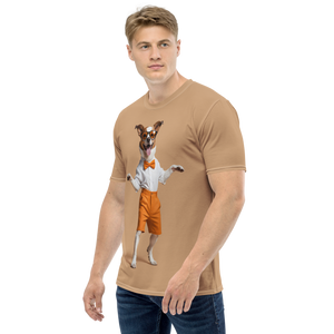 Happy Dancing Dog Beige All-Over Print Men's T-Shirt