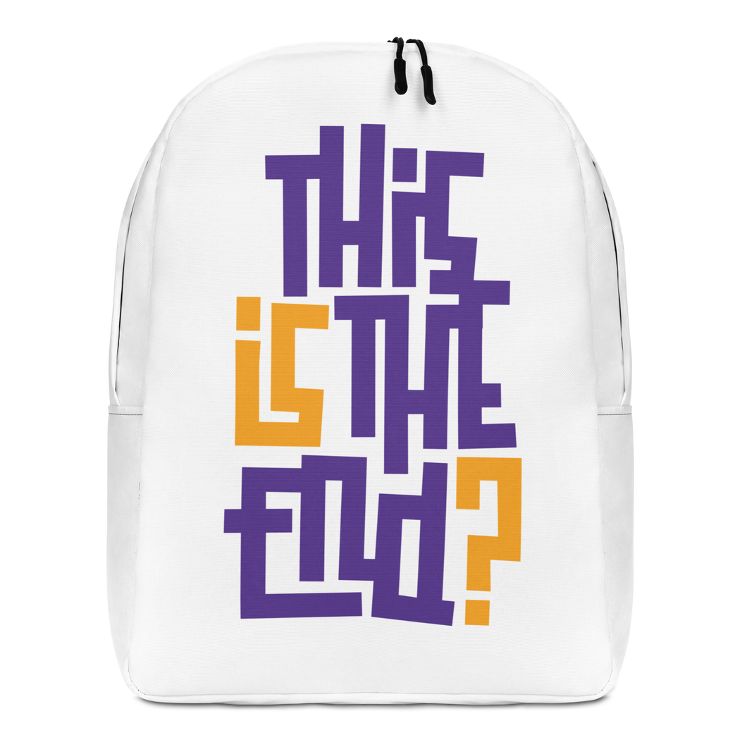 IS/THIS IS THE END? Purple Yellow Minimalist Backpack