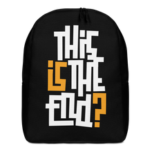 IS/THIS IS THE END? Black Yellow White Minimalist Backpack