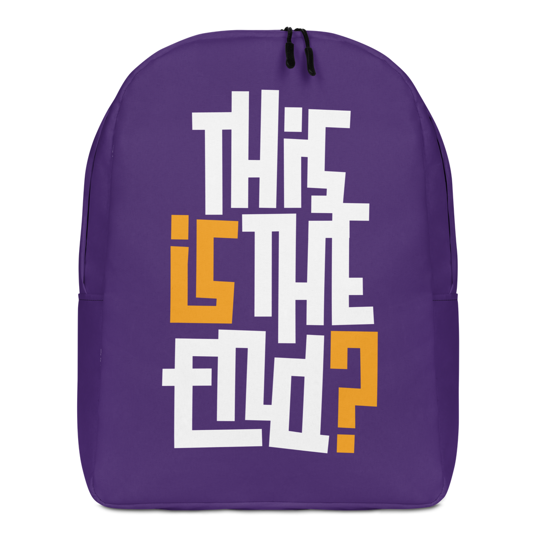 IS/THIS IS THE END? Purple Yellow Reverse Minimalist Backpack