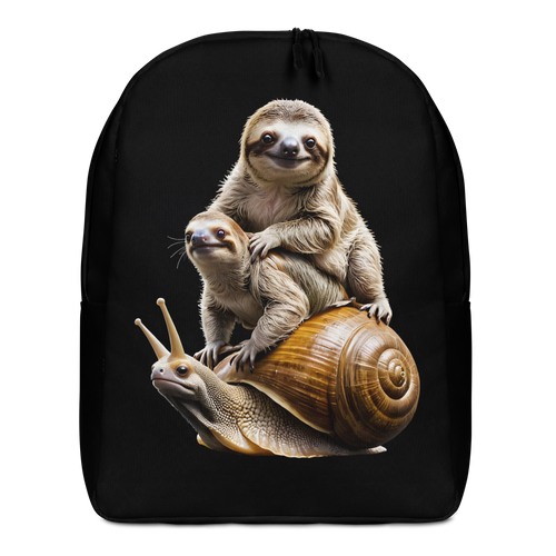 Sloth Riding A Snail Minimalist Backpack