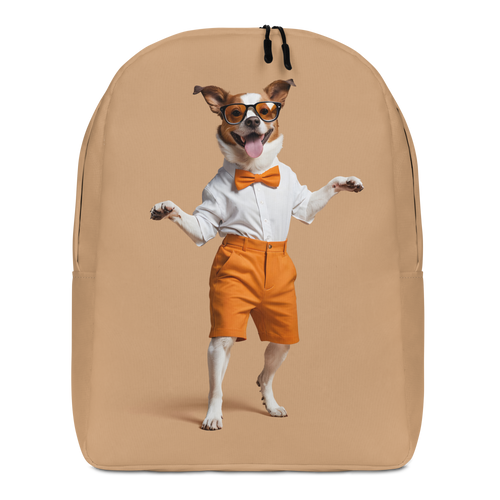 Happy Dancing Dog Beige Minimalist Backpack