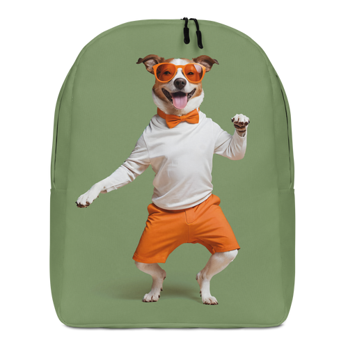 Funny Dancing Dog Green Minimalist Backpack