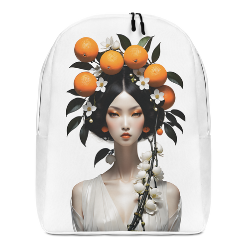 Beauty Lady with Orange Fruits Minimalist Backpack