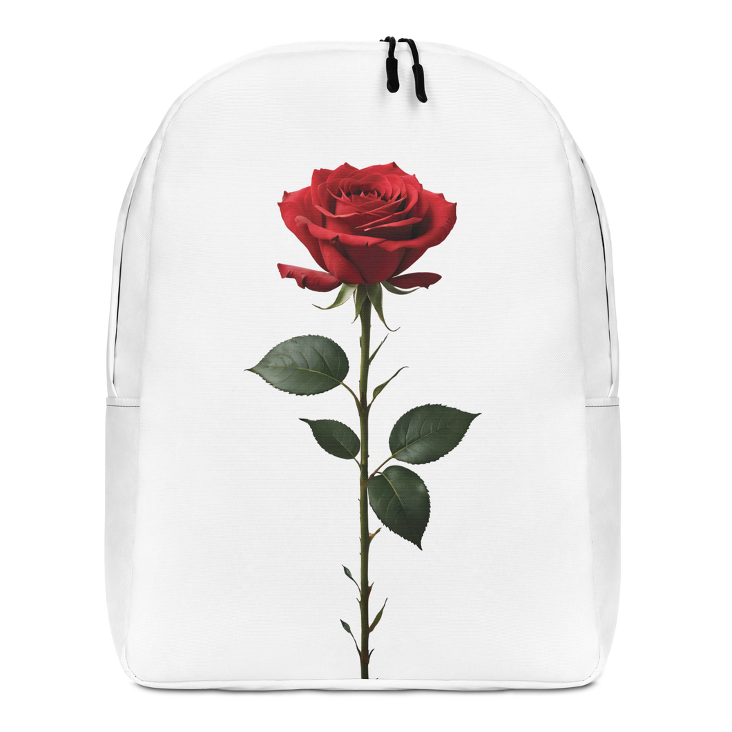 Red Rose on White Minimalist Backpack