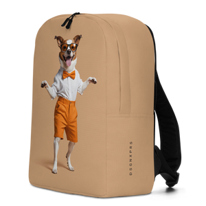 Happy Dancing Dog Beige Minimalist Backpack