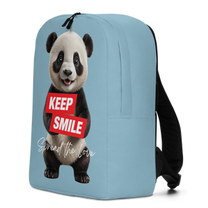 Keep Smile Blue Panda Minimalist Backpack