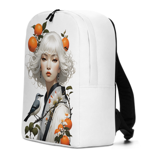 Oriental Lady with Orange and Bird Minimalist Backpack