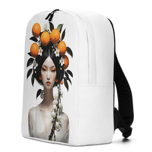 Beauty Lady with Orange Fruits Minimalist Backpack