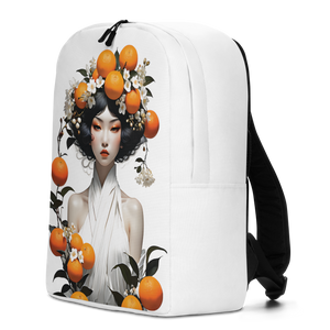 Oriental Lady with Orange Fruits Minimalist Backpack