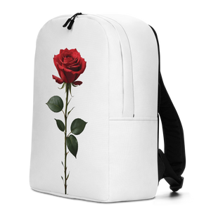 Red Rose on White Minimalist Backpack