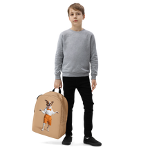 Happy Dancing Dog Beige Minimalist Backpack