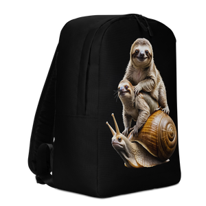 Sloth Riding A Snail Minimalist Backpack