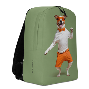 Funny Dancing Dog Green Minimalist Backpack