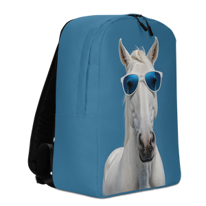 Cool Blue Horse Minimalist Backpack