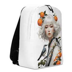 Oriental Lady with Orange and Bird Minimalist Backpack