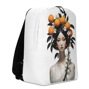 Beauty Lady with Orange Fruits Minimalist Backpack