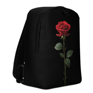 Red Rose on Black Minimalist Backpack