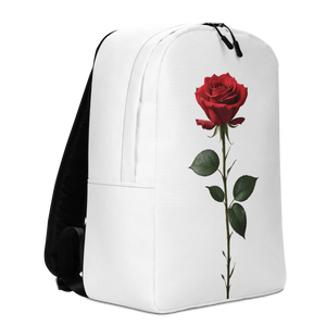 Red Rose on White Minimalist Backpack