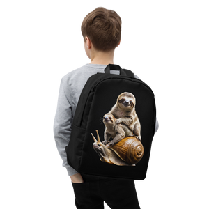 Sloth Riding A Snail Minimalist Backpack