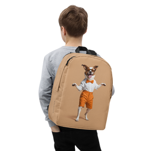 Happy Dancing Dog Beige Minimalist Backpack