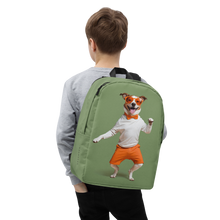 Funny Dancing Dog Green Minimalist Backpack