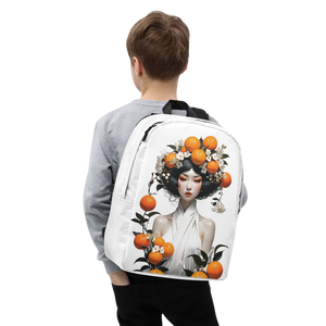 Oriental Lady with Orange Fruits Minimalist Backpack