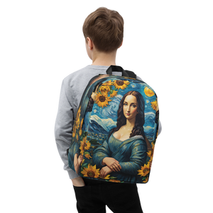 Monalisa Painting in Van Gogh Style Minimalist Backpack