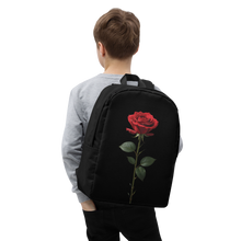 Red Rose on Black Minimalist Backpack