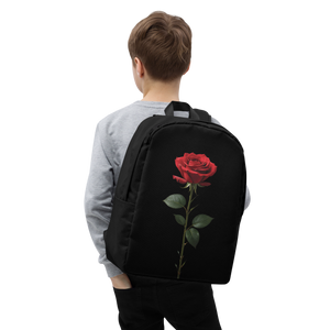 Red Rose on Black Minimalist Backpack