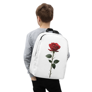 Red Rose on White Minimalist Backpack